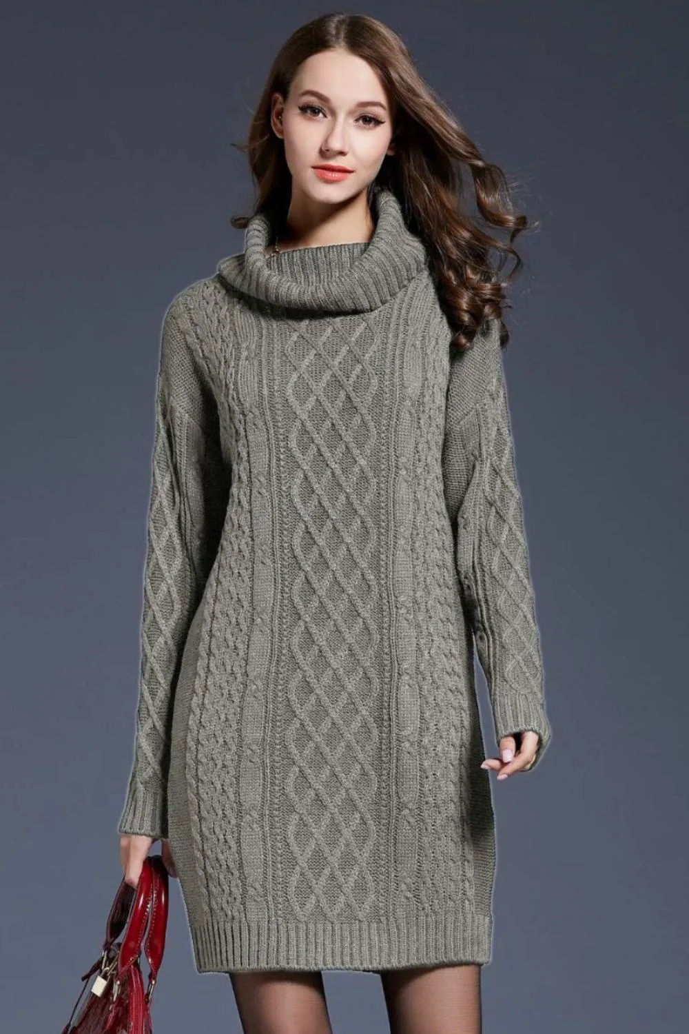Swanky Soft Cowl Neck Mini Sweater Dress