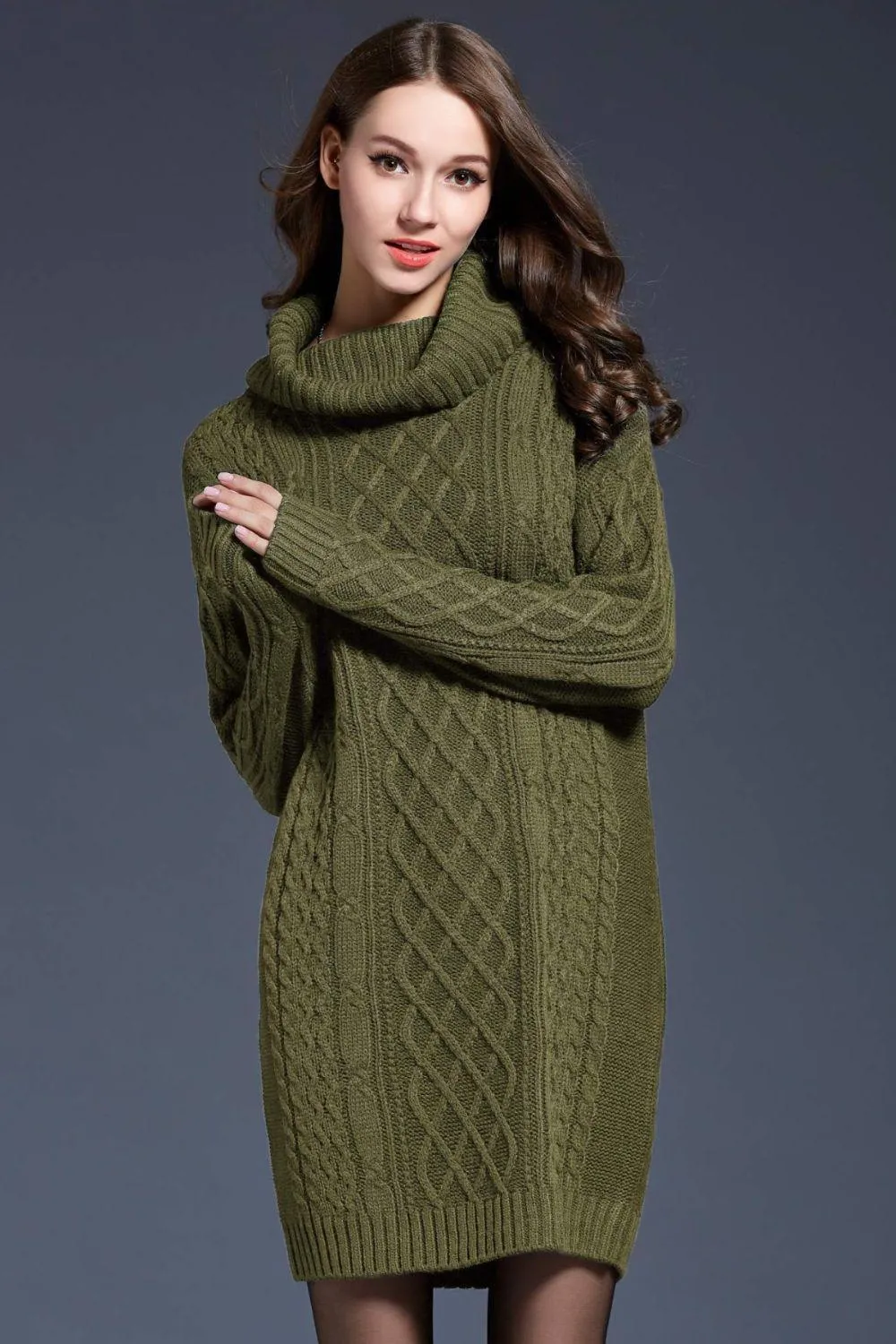 Swanky Soft Cowl Neck Mini Sweater Dress