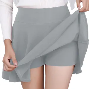 Tennis Skorts for Women Summer Casual Basic Versatile Golf Skort Stretchy Flared Pleated Mini Skater Skirt with Lined