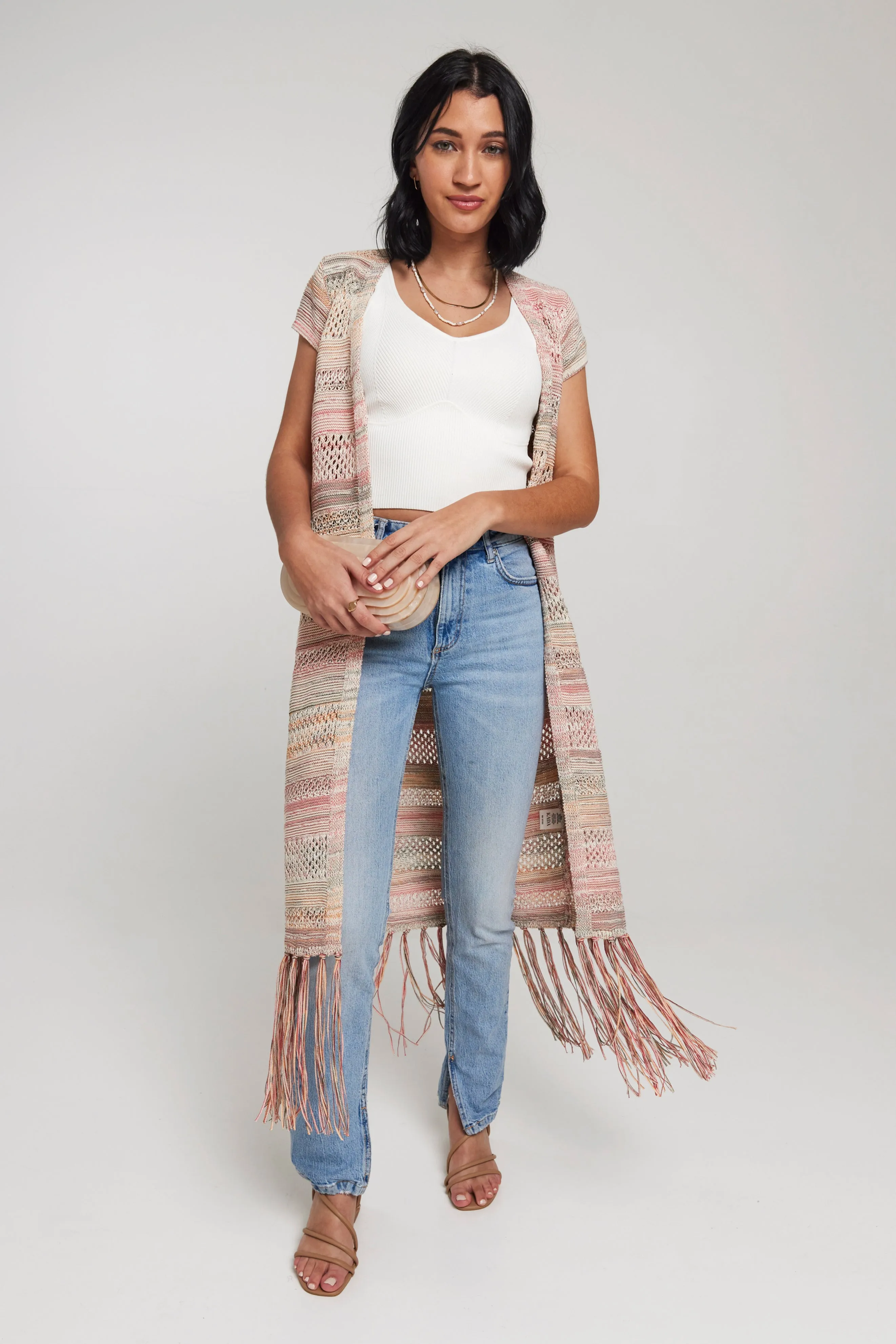 The Fringe Knit Duster - Sand Dune