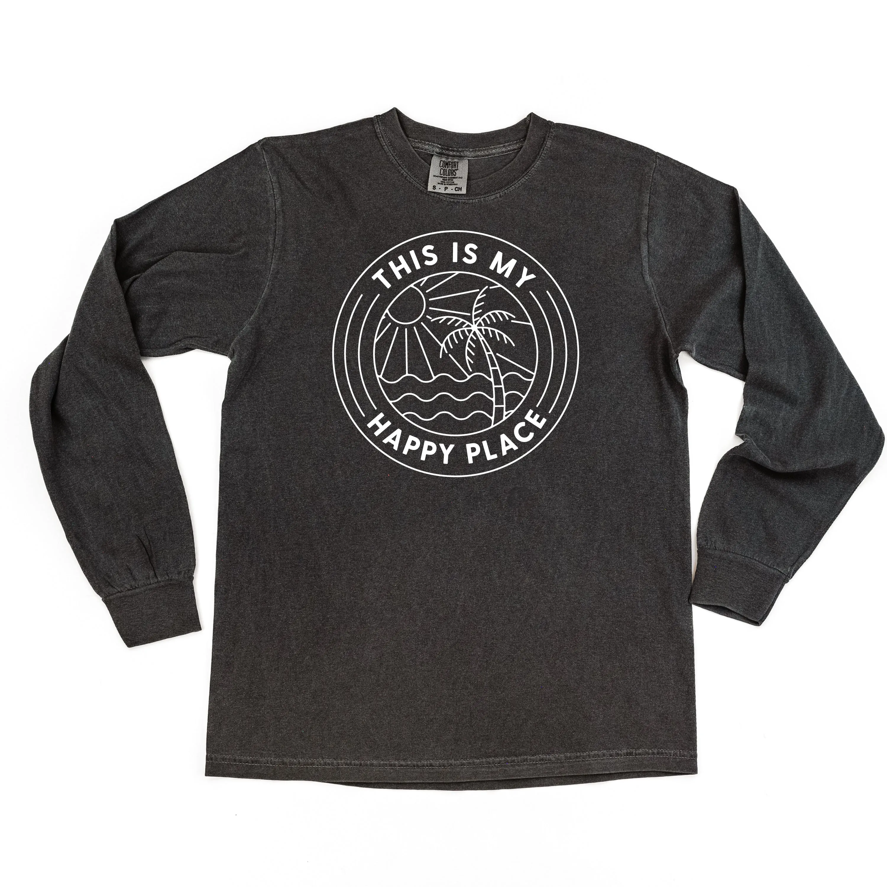 THIS IS MY HAPPY PLACE - LONG SLEEVE COMFORT COLORS TEE