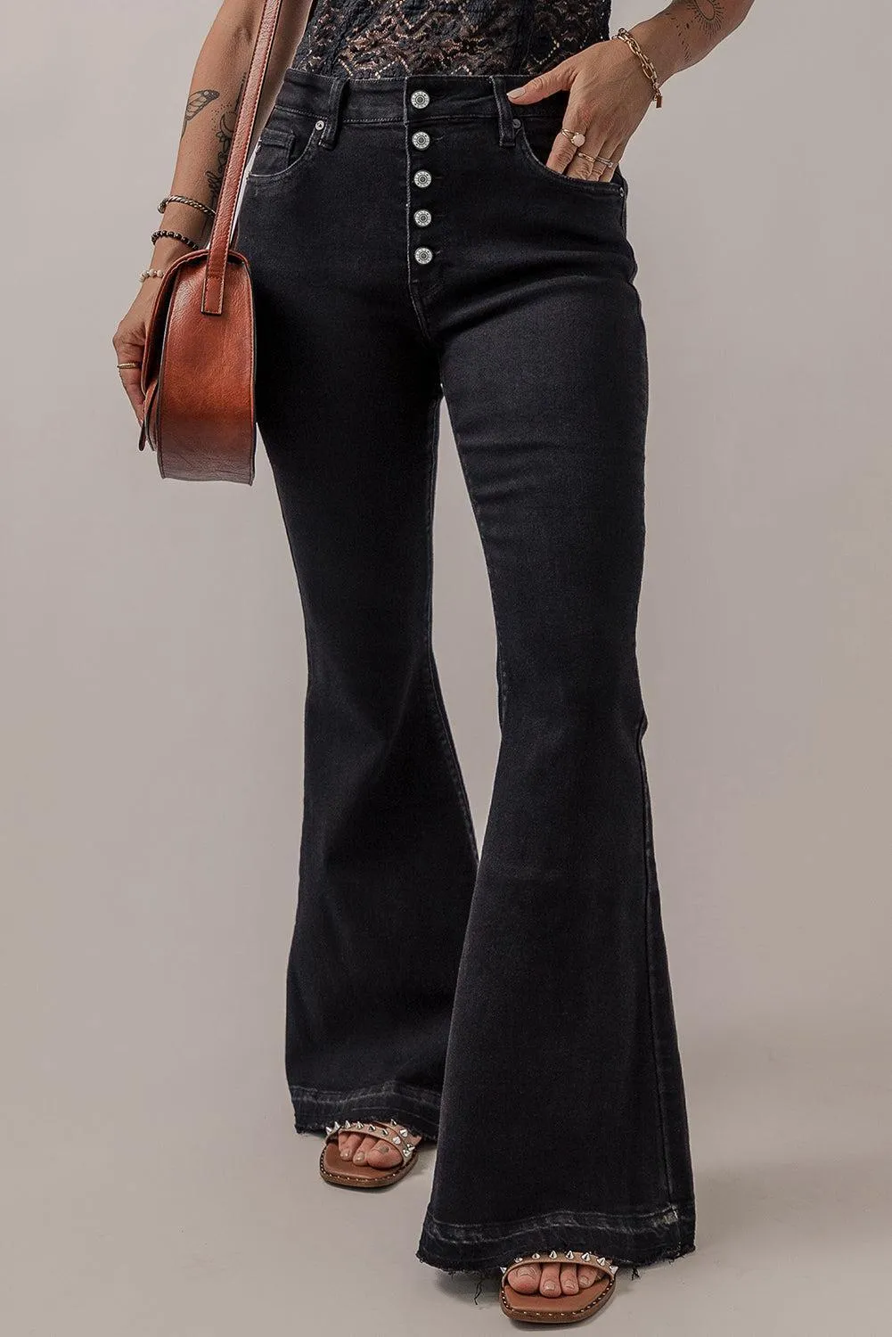 Timeless High Rise Button Fly Flare Jeans