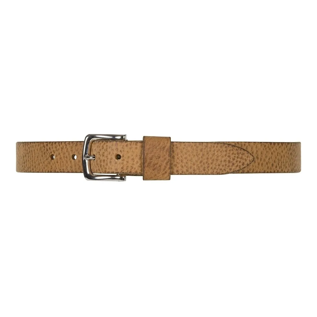 Timeless jeans belt in delicious leather quality / 12824 - Cognac/Silver