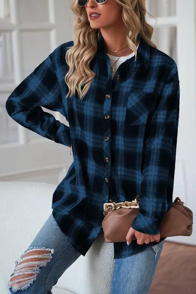 Timeless Style Buttoned Oversized Plaid Shacket