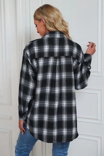 Timeless Style Buttoned Oversized Plaid Shacket