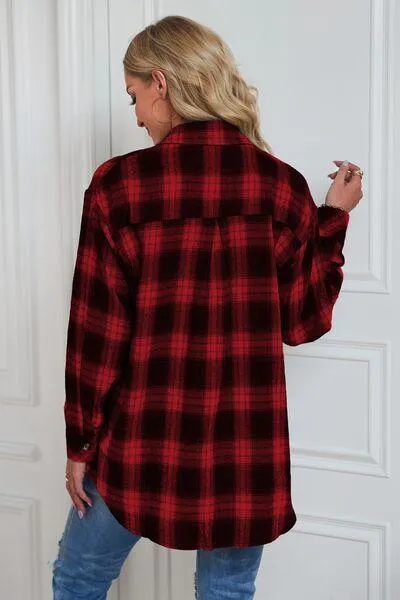Timeless Style Buttoned Oversized Plaid Shacket