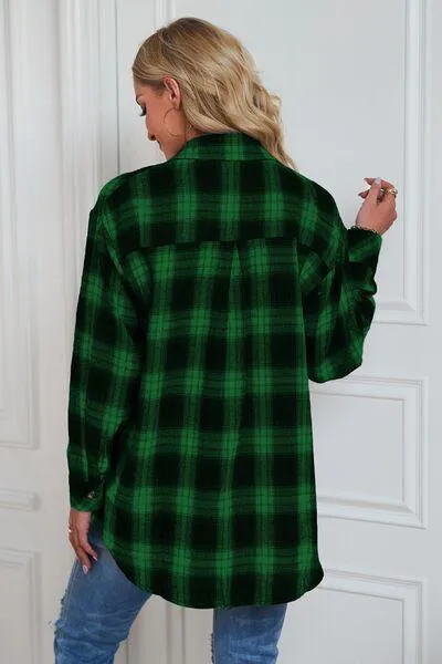 Timeless Style Buttoned Oversized Plaid Shacket