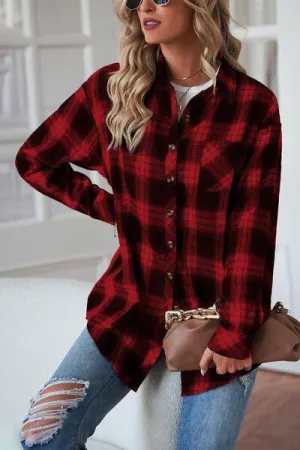 Timeless Style Buttoned Oversized Plaid Shacket