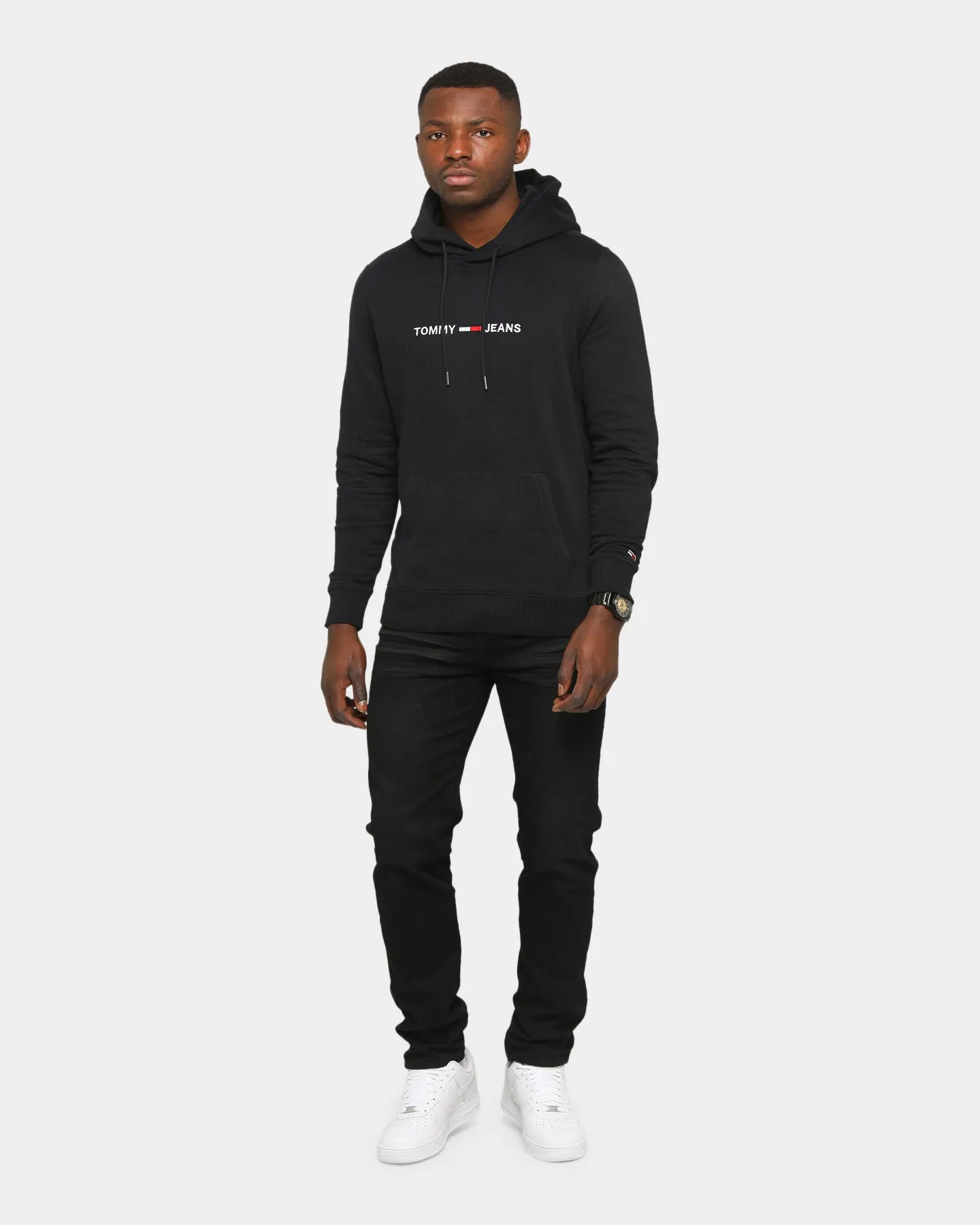 Tommy Jeans Straight Logo Hoodie Black