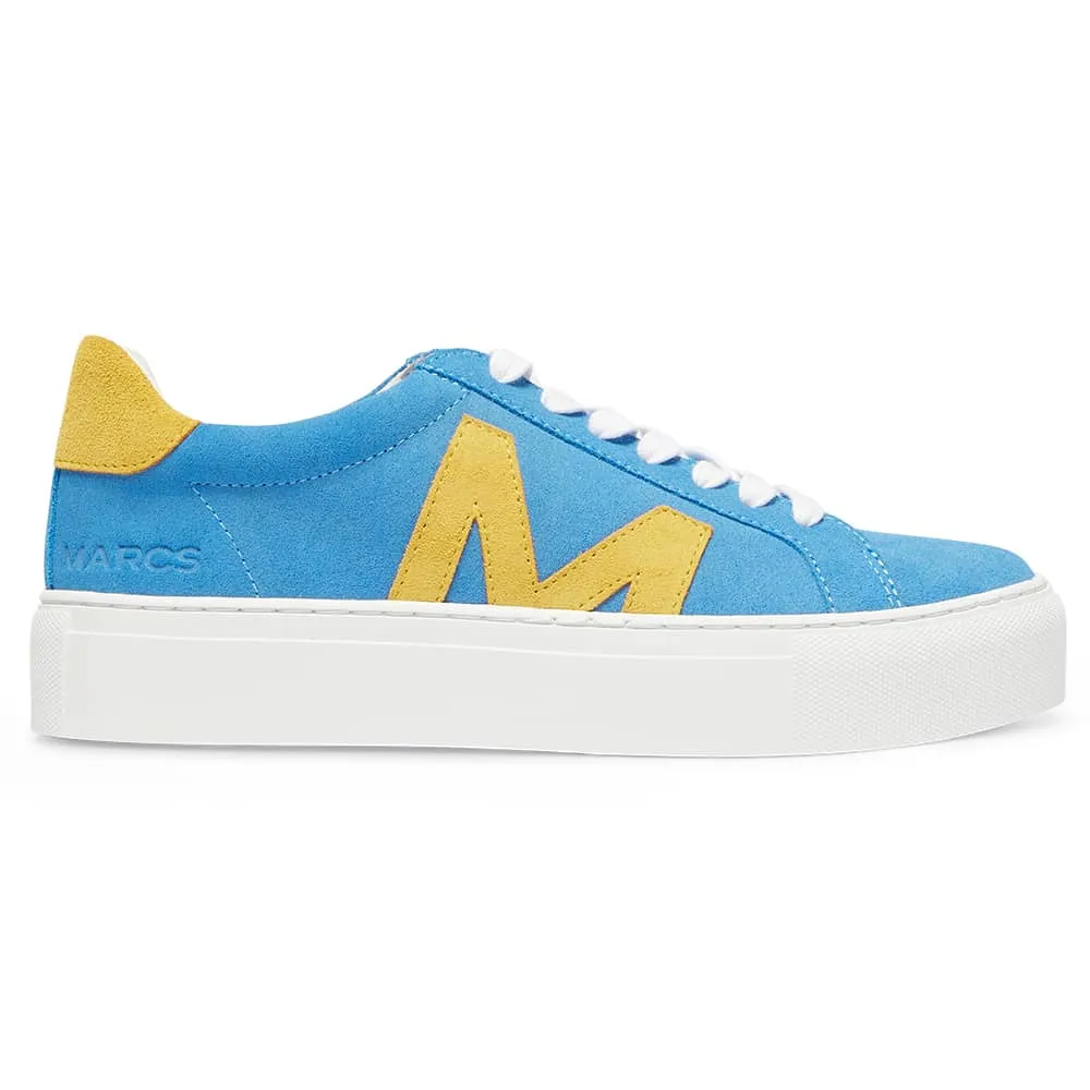 Trio Sneaker in Blue And Yellow Leather