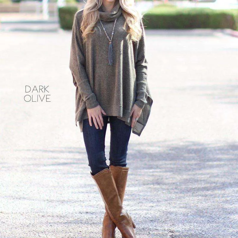 Ultra Soft Cowl Neck Sweater Tunic | S-XL