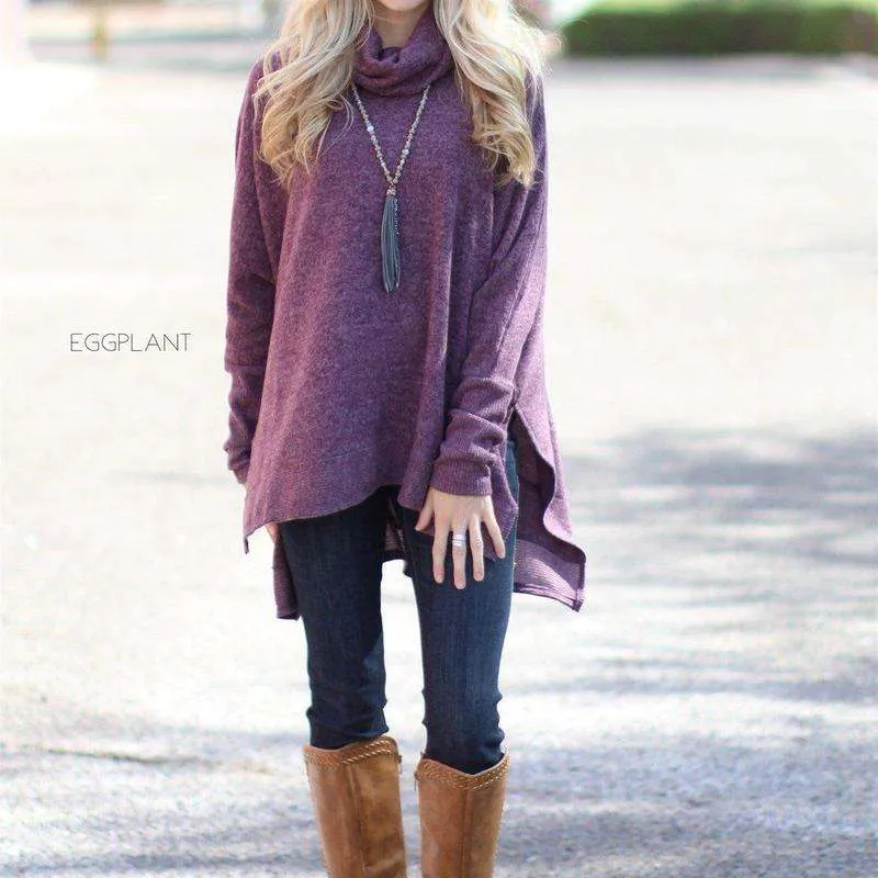 Ultra Soft Cowl Neck Sweater Tunic | S-XL