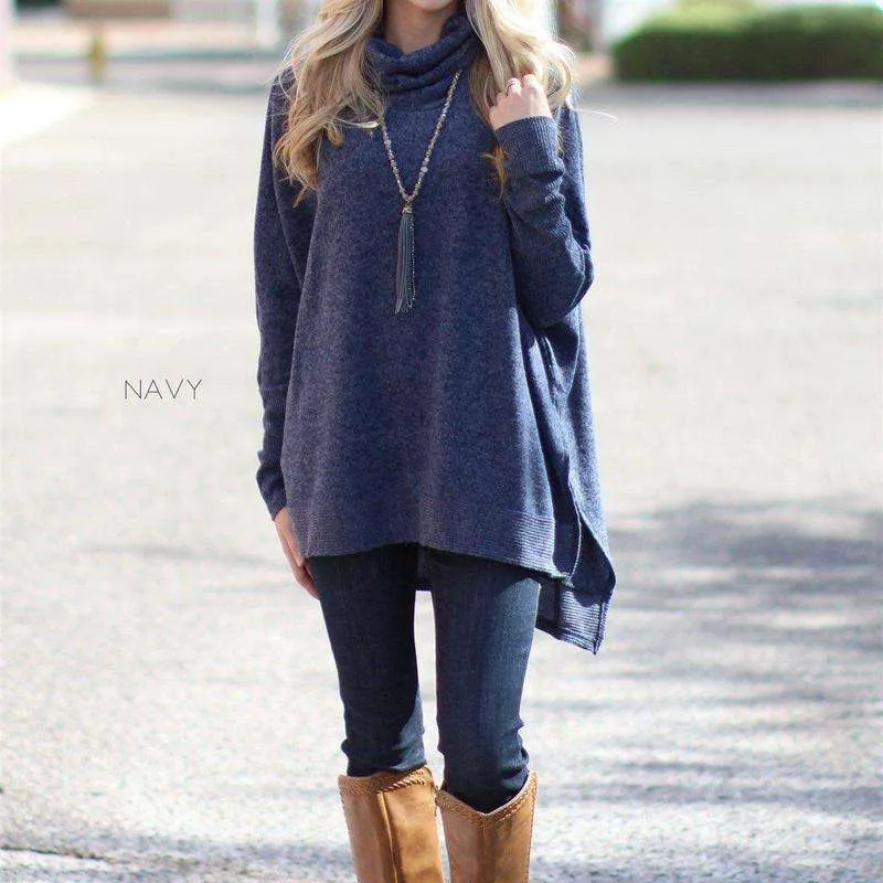 Ultra Soft Cowl Neck Sweater Tunic | S-XL