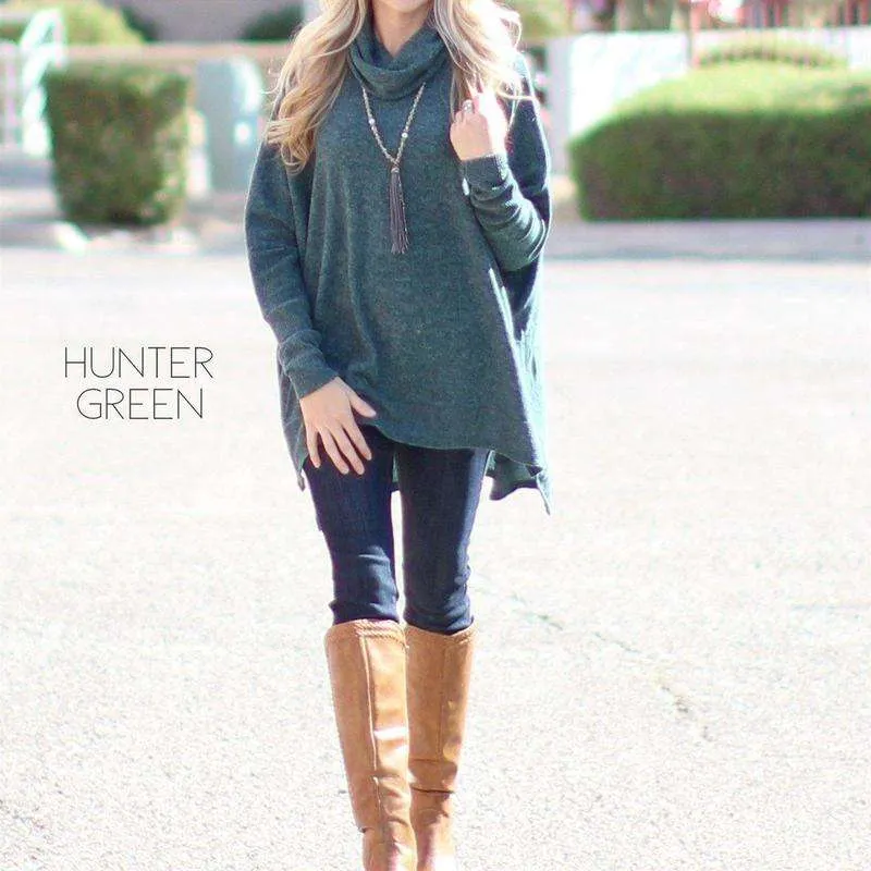 Ultra Soft Cowl Neck Sweater Tunic | S-XL