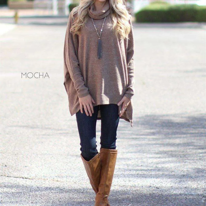 Ultra Soft Cowl Neck Sweater Tunic | S-XL