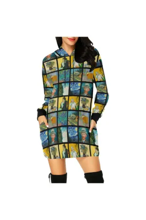Vincent Van Gogh All Over Print Hoodie Mini Dress (Model H27)