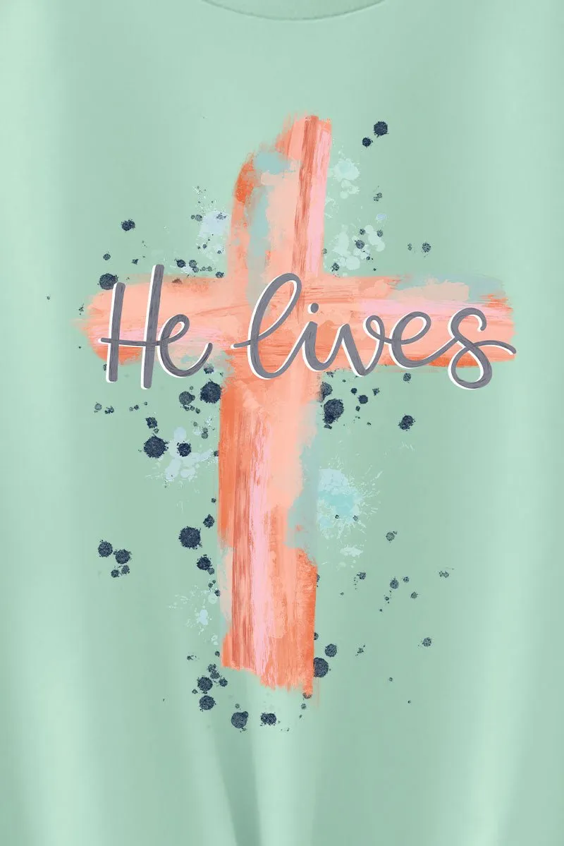 Watercolor He Lives Softstyle Adult T-Shirt