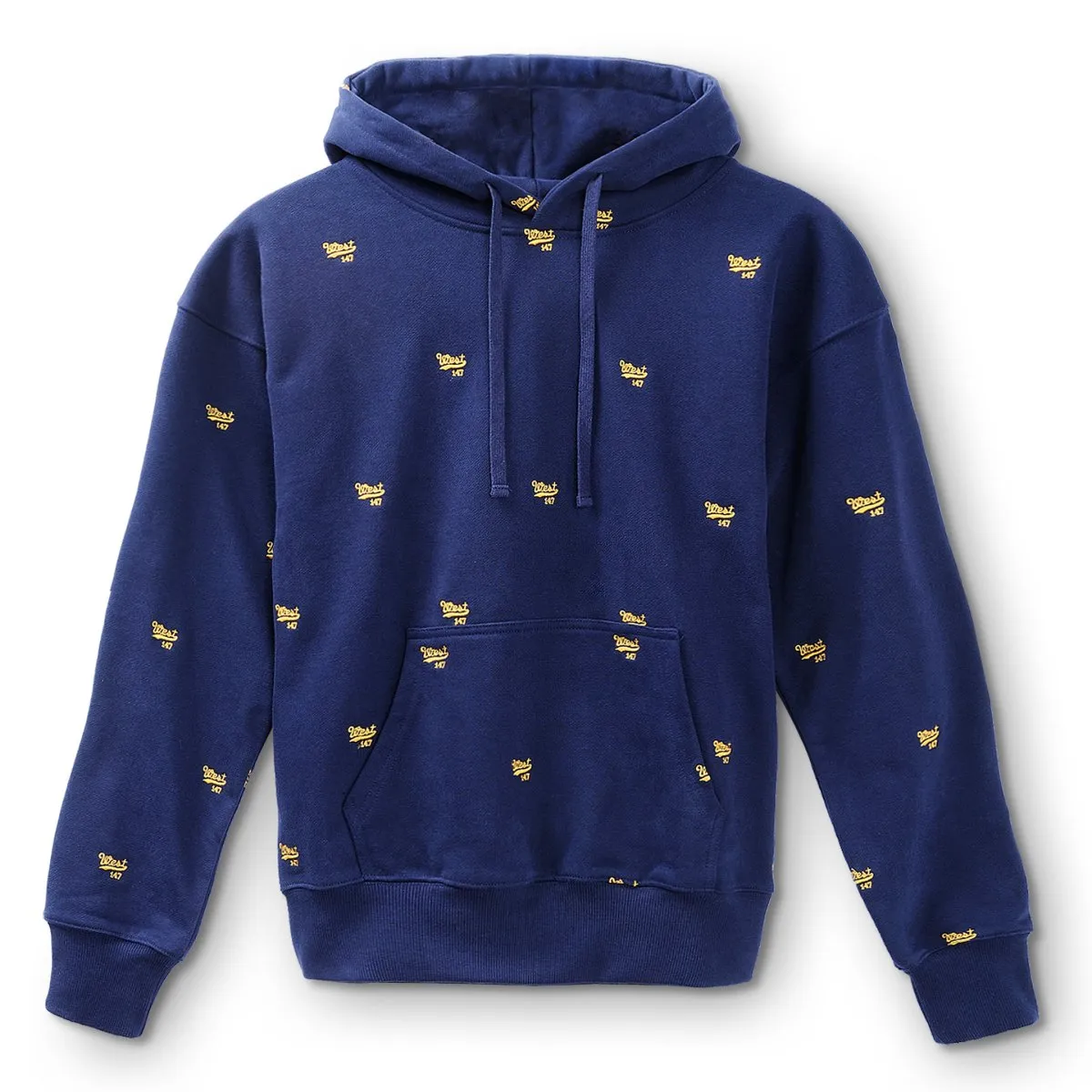 West NYC All Over Embroidery Hoodie Navy/Gold