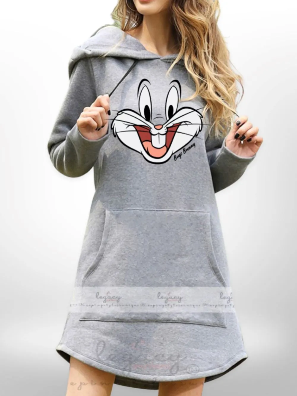 Winter Selling Hoodies Women Sweatshirt Printed Long Length Pocket Sweatshirt