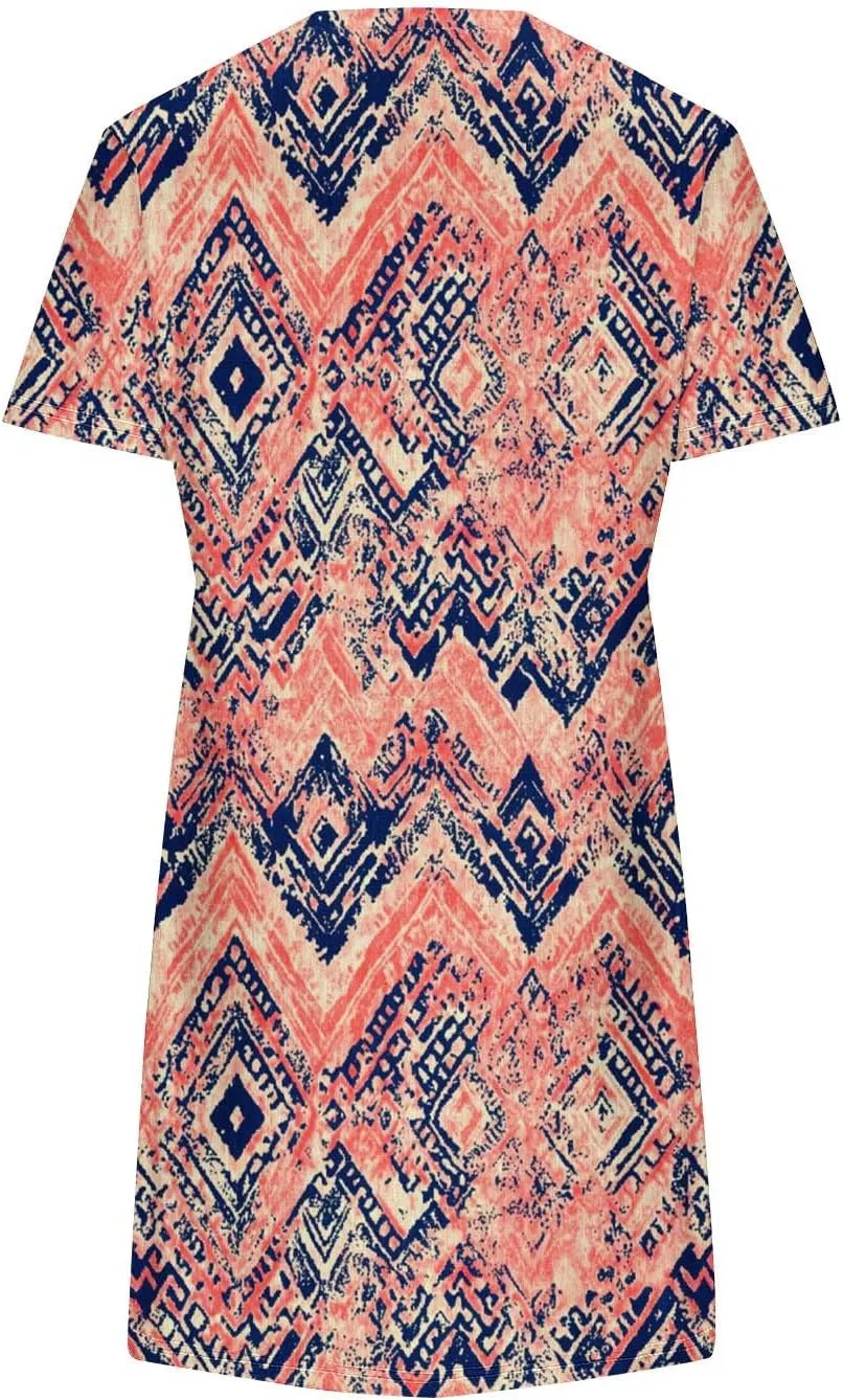 Women's Floral T-Shirt Dress Casual Summer Short Sleeve Mini Dresses Crewneck Tunic Trendy Sundress
