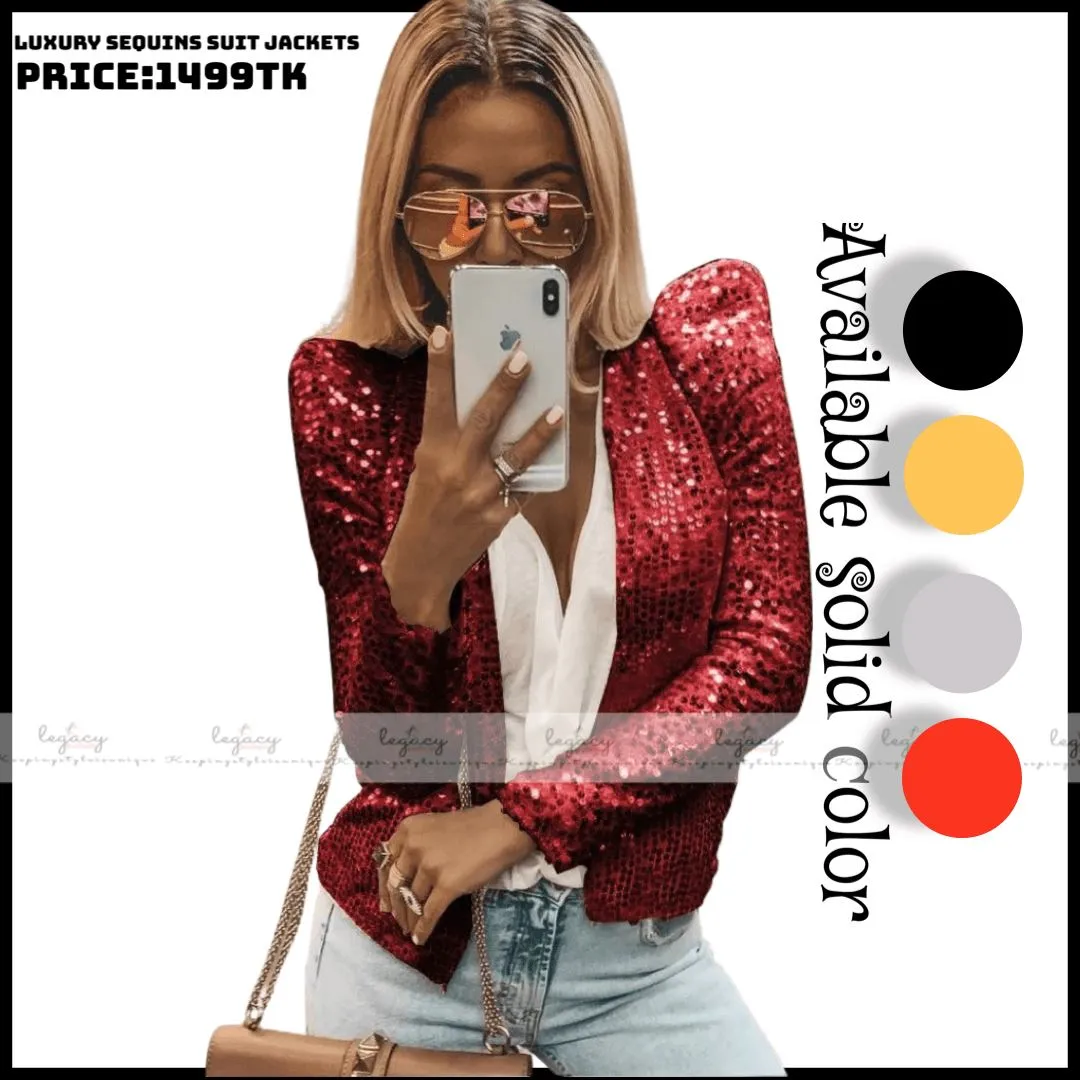 Women's Sequins Jackets Luxury Red
