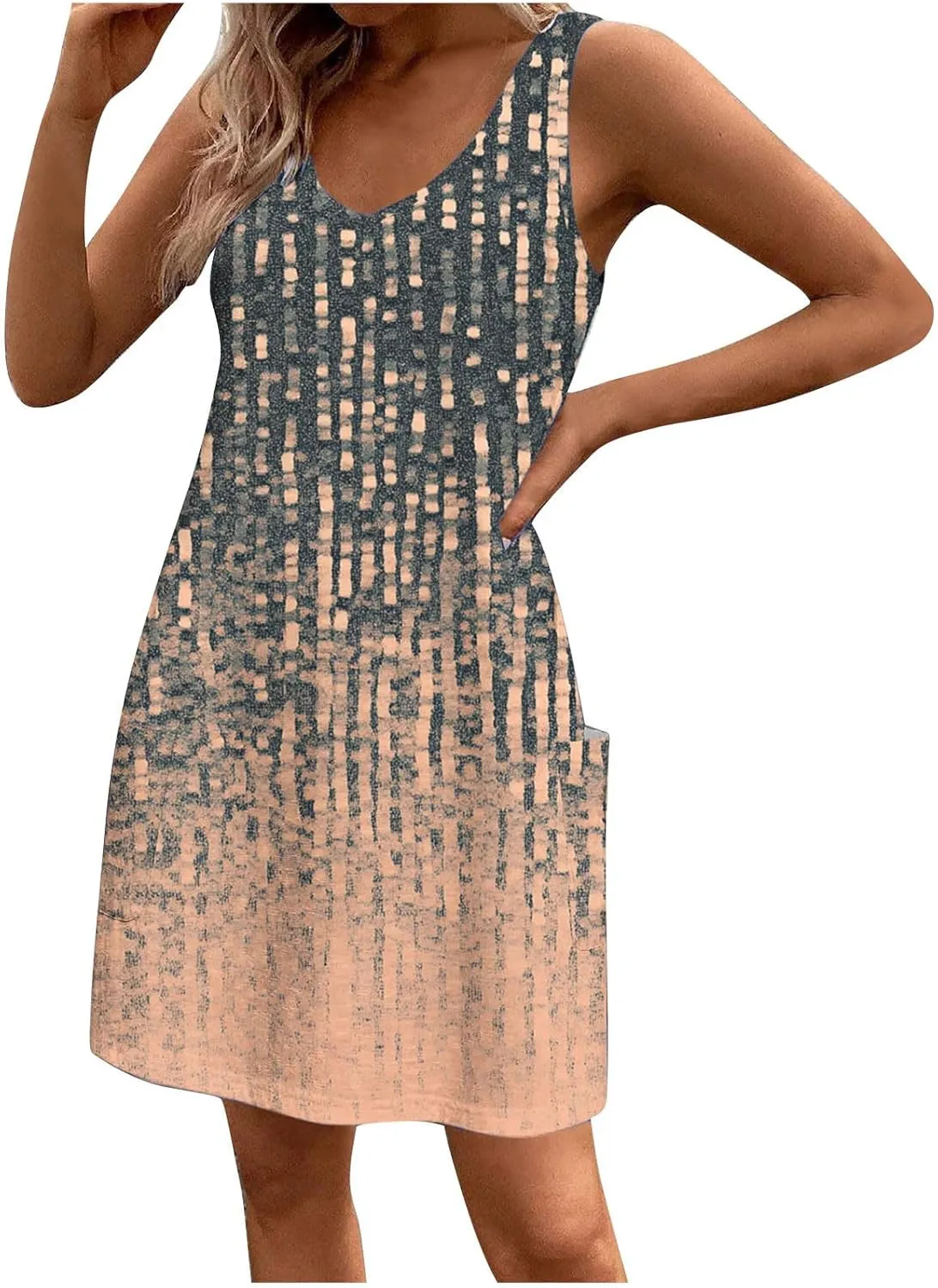 Women's Sleeveless V Neck Summer Dresses Casual Mini Tank Dress 2025 Fashion Floral Print Beach Sundress