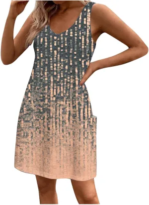 Women's Sleeveless V Neck Summer Dresses Casual Mini Tank Dress 2025 Fashion Floral Print Beach Sundress