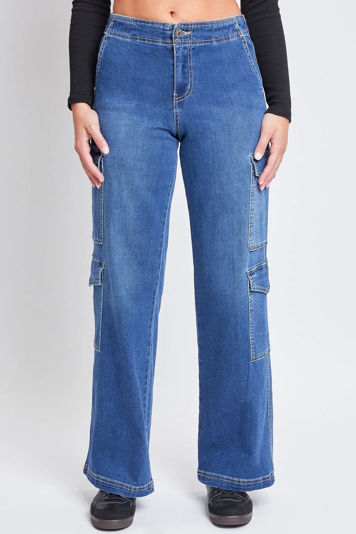 Womens Wide Leg Double Cargo Jeans