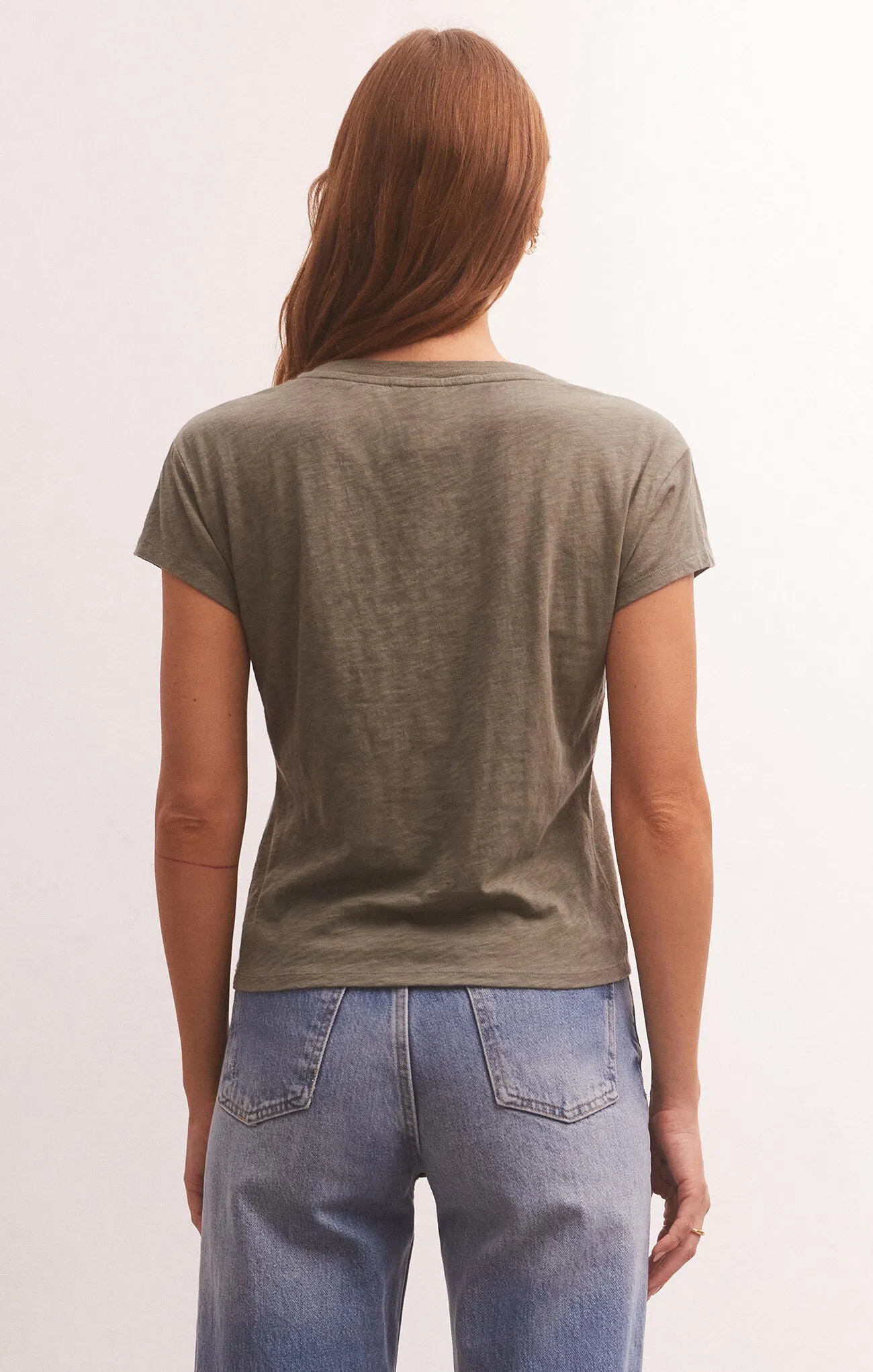 ZSU Modern V-neck Tee in Evergreen