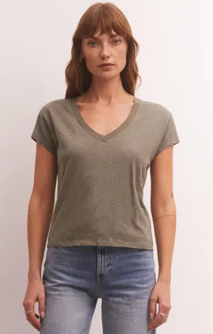 ZSU Modern V-neck Tee in Evergreen